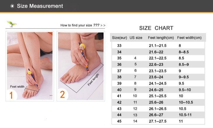 Shoe size chart